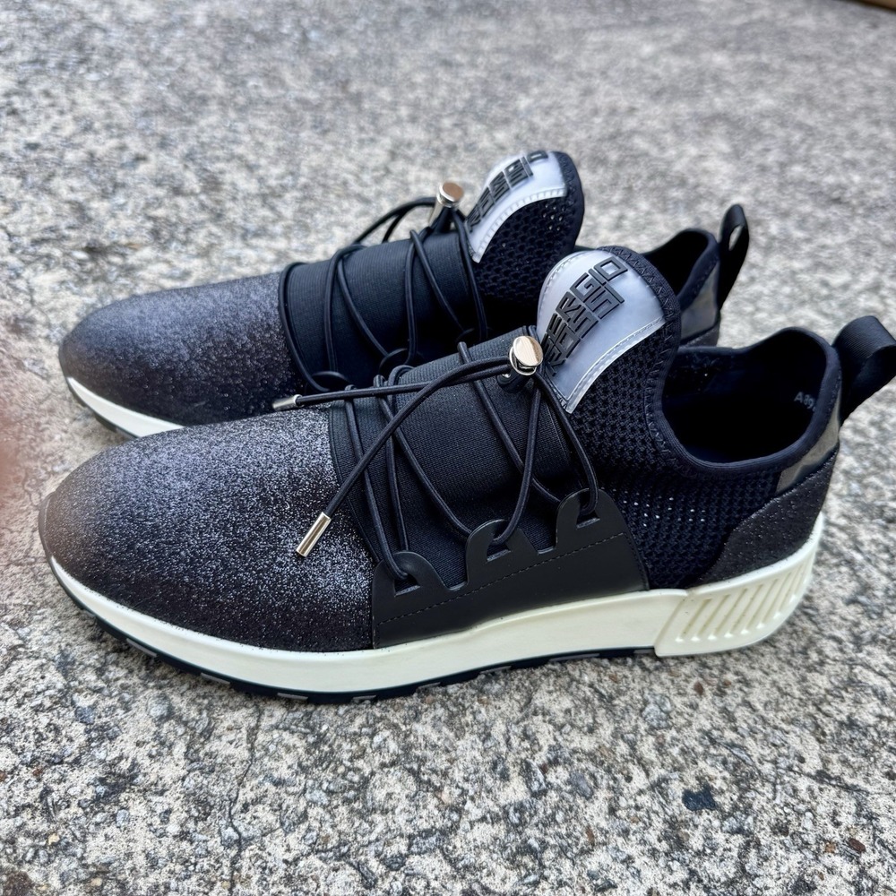 Sergio Rossi Women's Sz 39 sr1 Running Sneaker Black Glitter NWOT Dust Bag - Picture 4 of 16